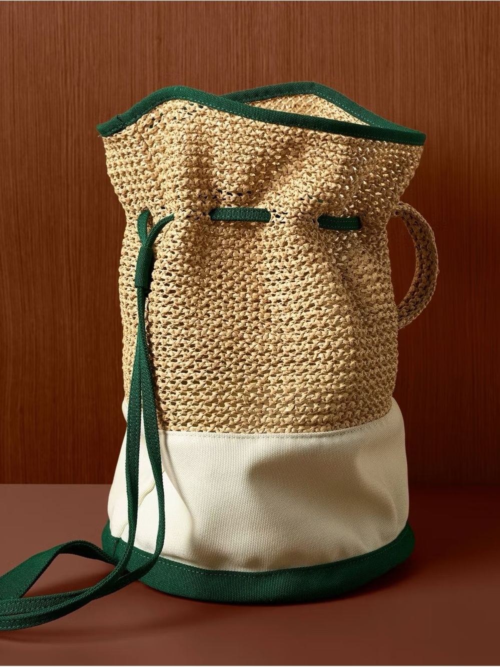 Rosie Assoulin x Target Woven Straw Drawstring Bucket Bag New